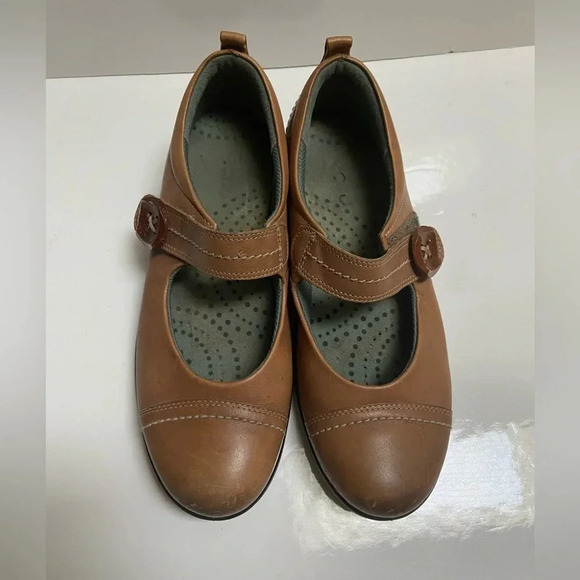 Ecco Glebe Tan Leather Mary Jane Hook Loop Strap Sandal Shoes Sz 38 - Picture 5 of 10